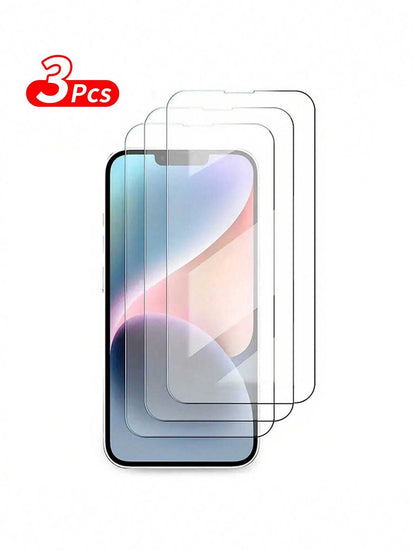 3-Pack Tempered Glass Screen Protectors for Apple iPhone 15/14/13/12 Series - Super HD 9H Hardness Full Coverage Protection