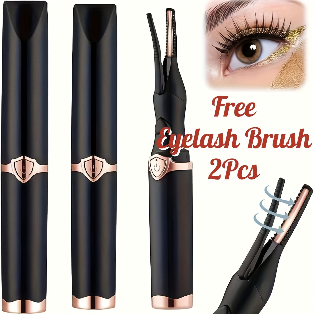 Heated Eyelash Curler USB- 2-in-1 with Comb & Clip-Type/Comb Attachment - 3  Settings, Long-Lasting Curling for Volume/Definition, USB-Rechargeable Lash Curler (Compatible with USB-Ports) - Women's Beauty Gift