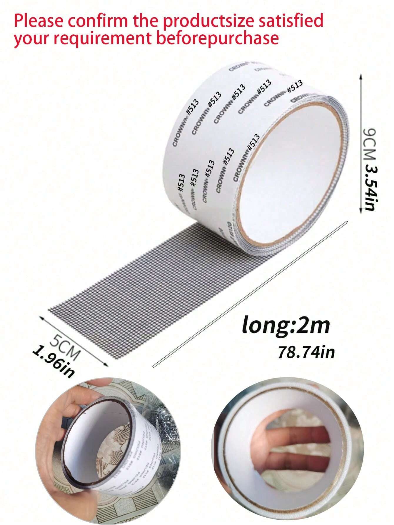 1 Roll Window Screen Repair Tape, Self-Adhesive Mesh Tape for Window Screen Hole Patching, Window Mesh Repair Strips for Dormitory Curtain, Self-Stick Window Screen Repair Tape, Window Screen Repair Patch, Hole Tear Insect/Noise Proof Window Sill Sealing Strip