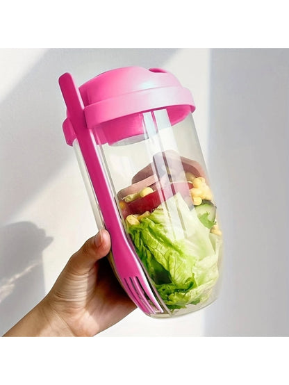 Salad Cup and Fork Set, Salad Meal Shaker Cup, PP Material Healthy Salad Container, Picnic Lunch Breakfast Salad Cup, Kitchen Gadgets, Party Party Date Outing Salad Cup