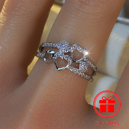 14K Gold‑Plated Heart Ring with CZ December Birthstone – Elegant Gift for Women