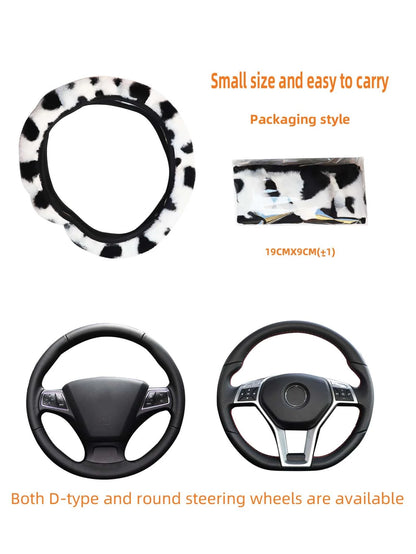 MEIKAXIU 1Pc Plush Heart Shape Steering Wheel Cover, Warm for Winter Car Interior Accessories