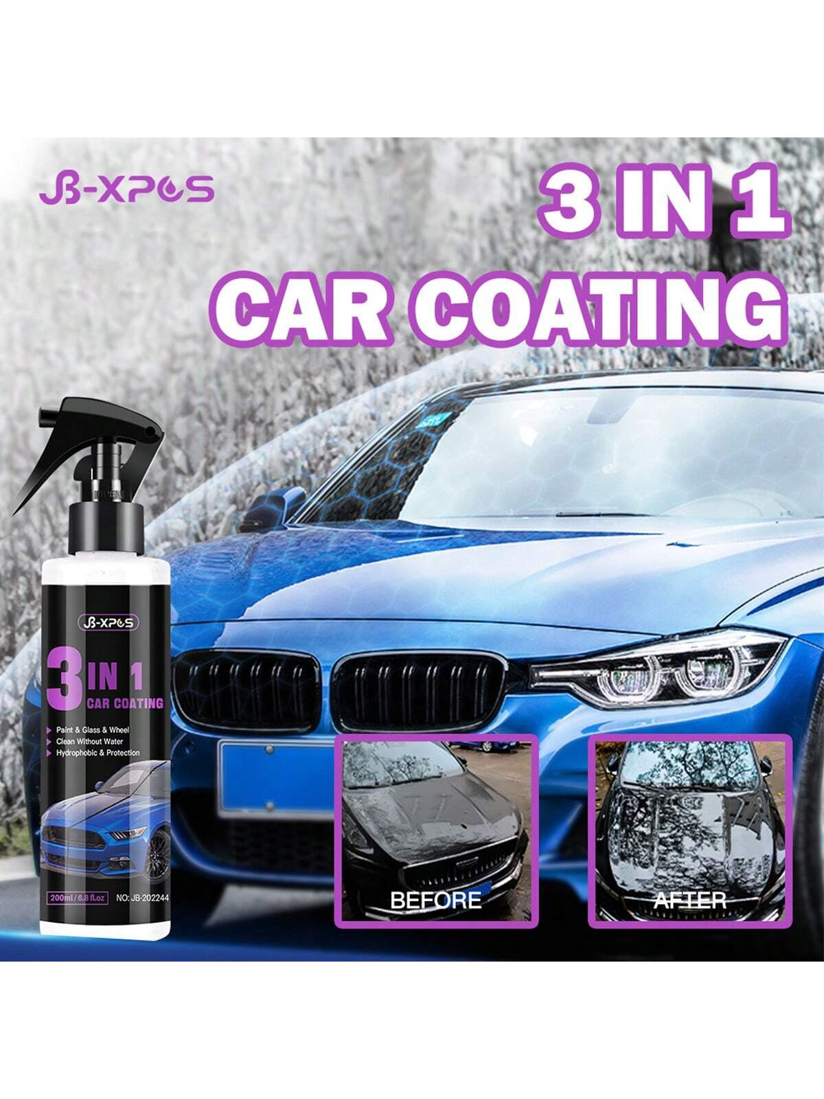 Ceramic Coating 3 in 1 Quick Coating Spray High Protection Auto Nano Polishing Spraying Wax Car Paint Scratch Repair Remover JB-XPCS 44