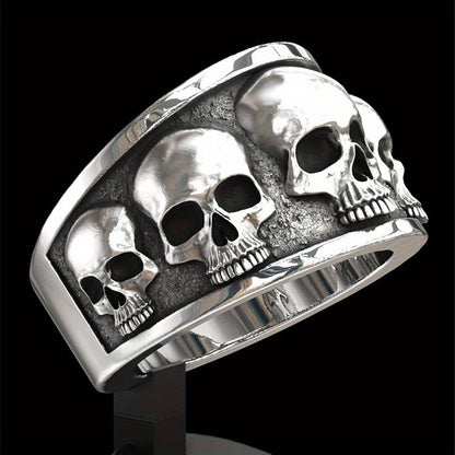 Women's Gothic Skull Ring - Minimalist Stackable Jewelry, Edgy Everyday & Party Jewelry for Women, Perfect Graduation/Christmas/Thanksgiving Gift - Year-Round Statement Ring, Skull Jewelry, Edgy Accessory, Metallic Finish