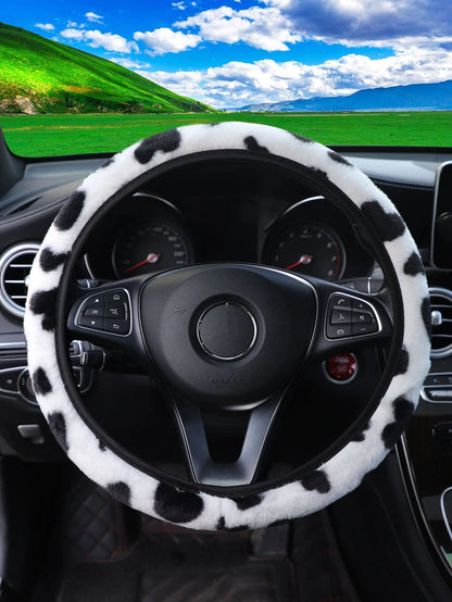 MEIKAXIU 1Pc Plush Heart Shape Steering Wheel Cover, Warm for Winter Car Interior Accessories