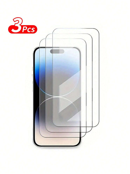 3-Pack Tempered Glass Screen Protectors for Apple iPhone 15/14/13/12 Series - Super HD 9H Hardness Full Coverage Protection