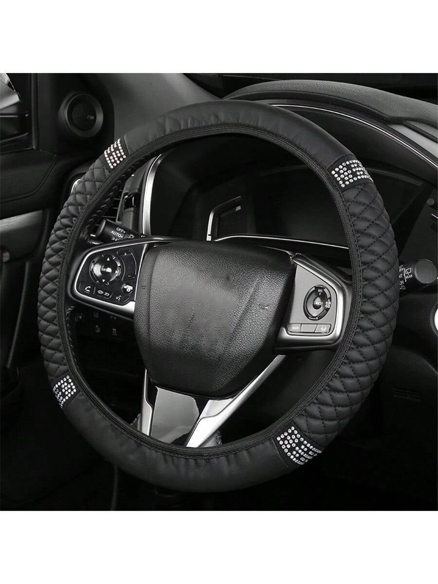 Bling Soft Leather Car Steering Wheel Cover Non-Slip Heat and Cold Protector without Inner Ring