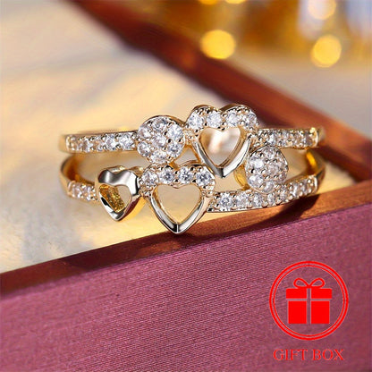 14K Gold‑Plated Heart Ring with CZ December Birthstone – Elegant Gift for Women