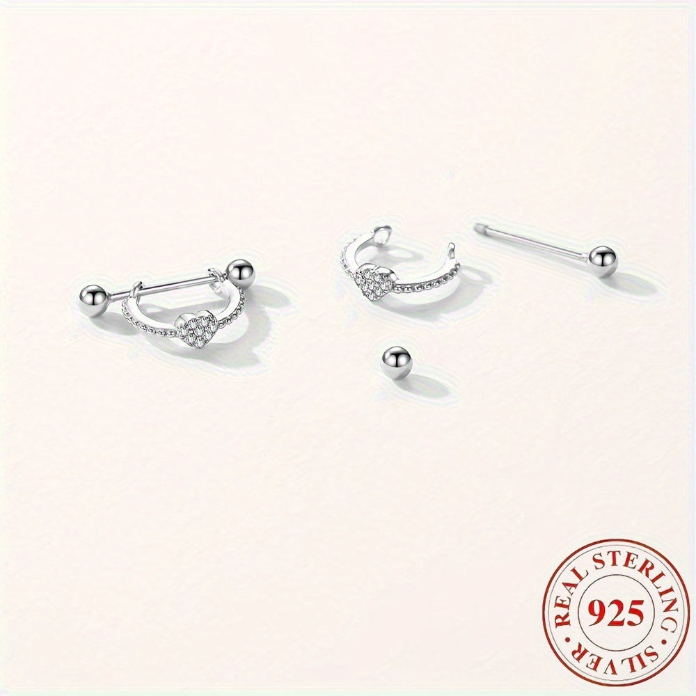 Adorable Heart Earrings: Charming And Alluring Pair of Heart Studs | Made of S925 with Cubic Synthetic Zirconia, Perfect for Valentine'S Day Or Everyday Gifting