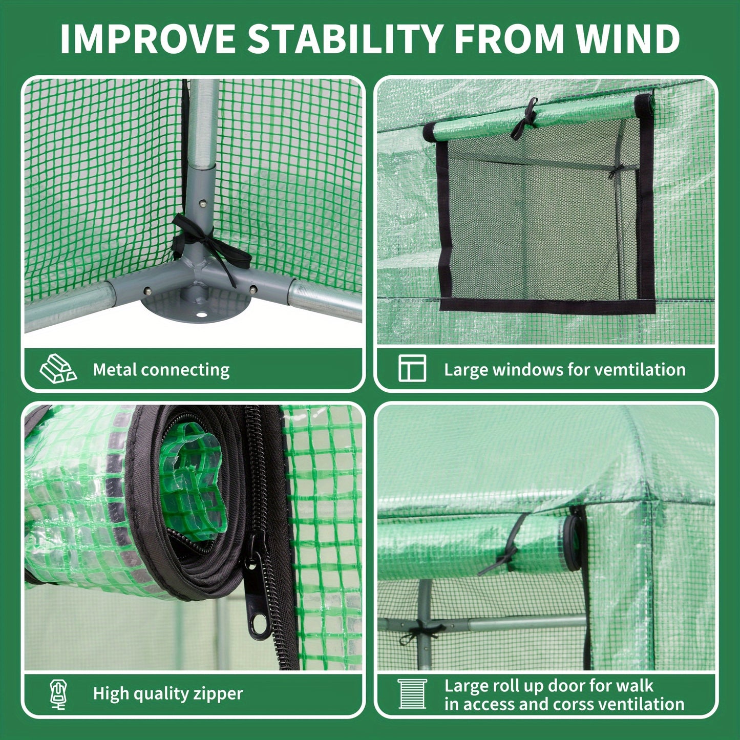 Small Walk-in Greenhouse Kit - Heavy-Duty Metal Frame, 180g Double Layer PE Cover, Indoor and Outdoor Use, Perfect for Garden, Patio, Backyard, Balcony, Easy Assembly and Durable