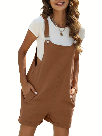 Women's Sleeveless Cotton-Linen Jumpsuit | Comfy Palazzo Style with Pockets | Easy-Care Casual Wear for Spring to Fall