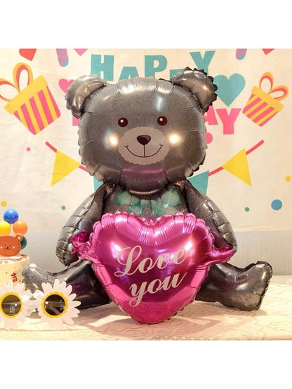 1Pc 27In Pink Cute Teddy Bear Holding Heart Shaped Balloon, Perfect for Valentine'S Day, Wedding and Bridal Showers Decoration, Back to School Valentine Day