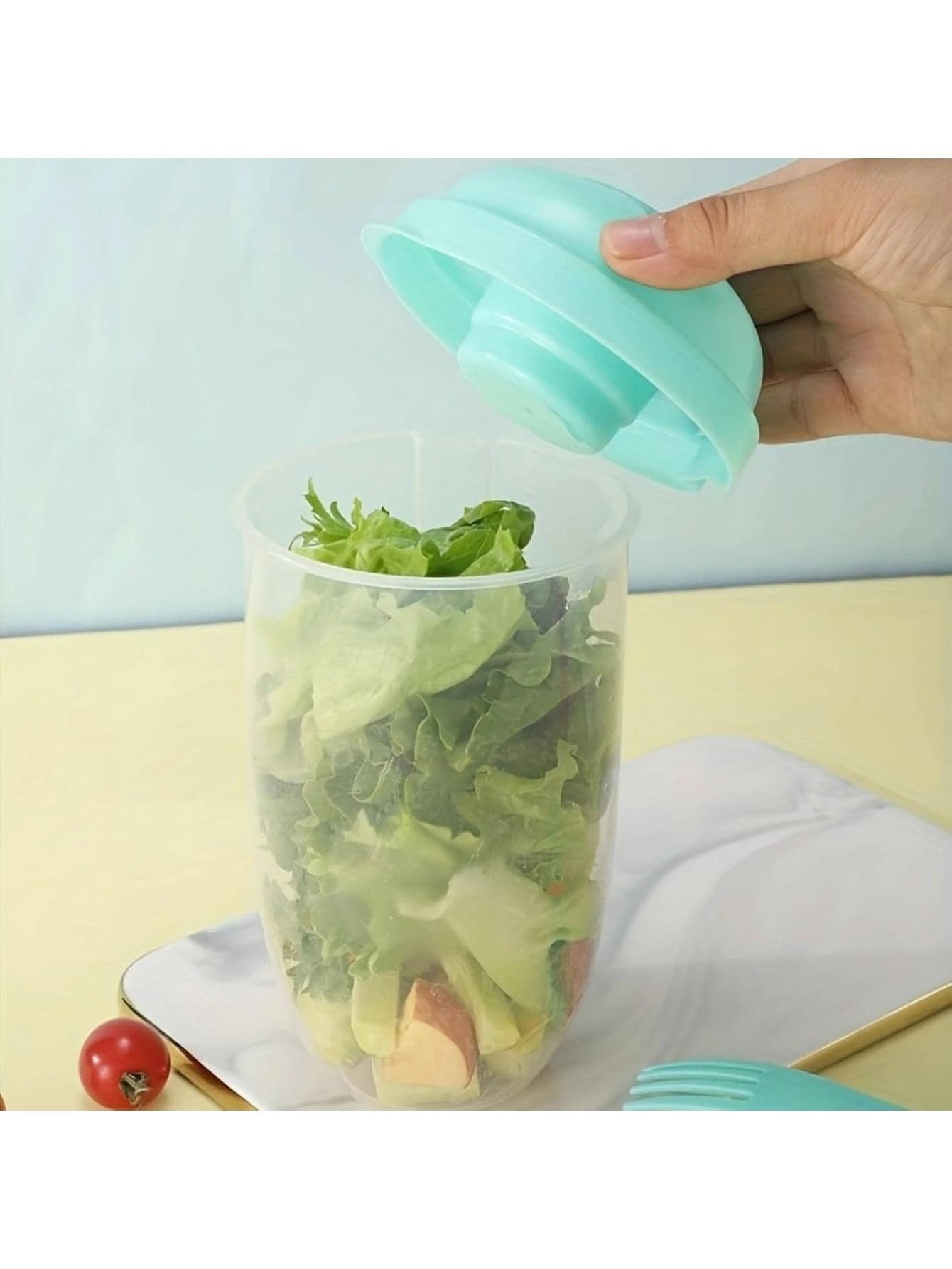 Salad Cup and Fork Set, Salad Meal Shaker Cup, PP Material Healthy Salad Container, Picnic Lunch Breakfast Salad Cup, Kitchen Gadgets, Party Party Date Outing Salad Cup