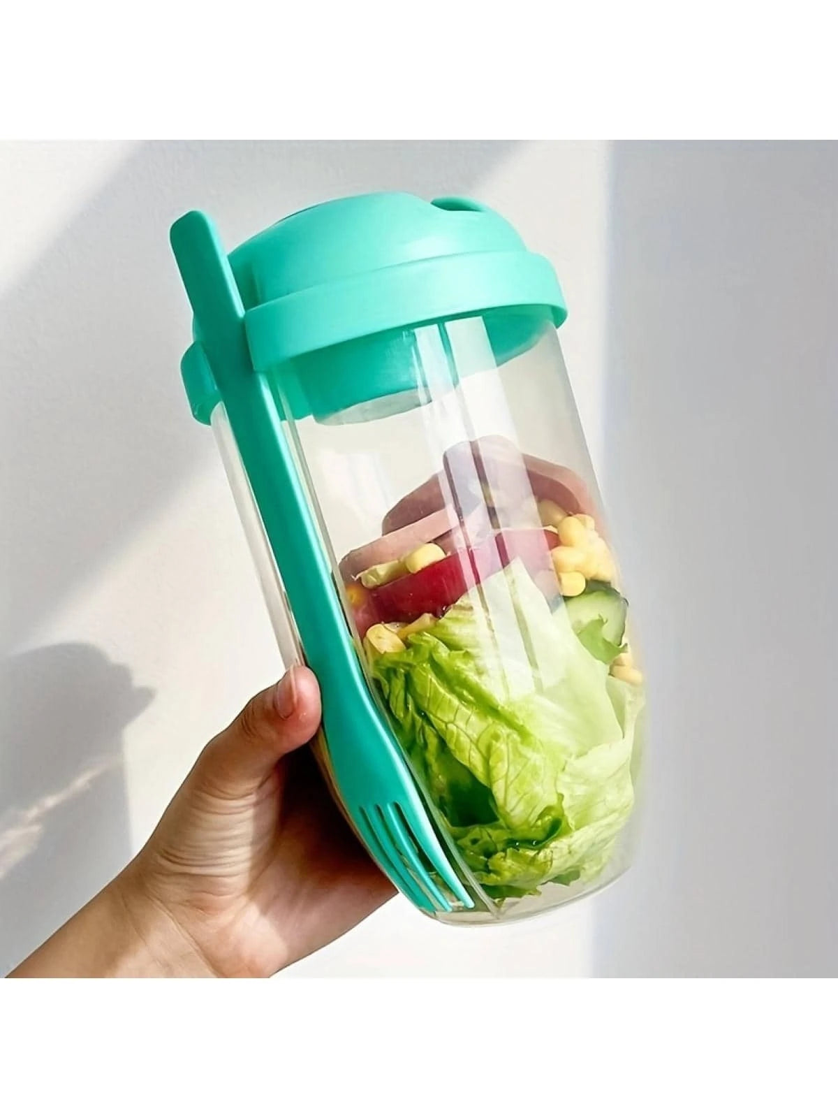 Salad Cup and Fork Set, Salad Meal Shaker Cup, PP Material Healthy Salad Container, Picnic Lunch Breakfast Salad Cup, Kitchen Gadgets, Party Party Date Outing Salad Cup