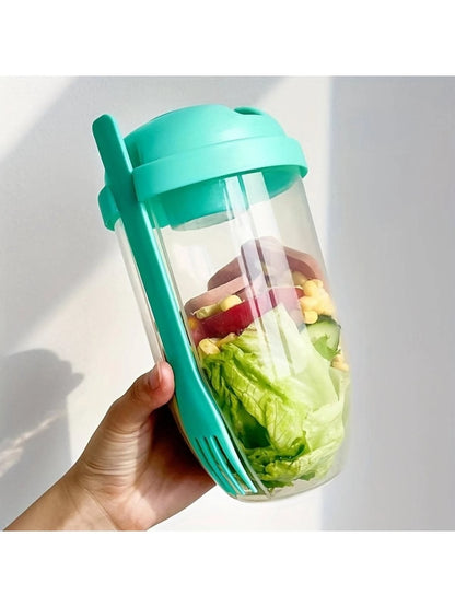 Salad Cup and Fork Set, Salad Meal Shaker Cup, PP Material Healthy Salad Container, Picnic Lunch Breakfast Salad Cup, Kitchen Gadgets, Party Party Date Outing Salad Cup