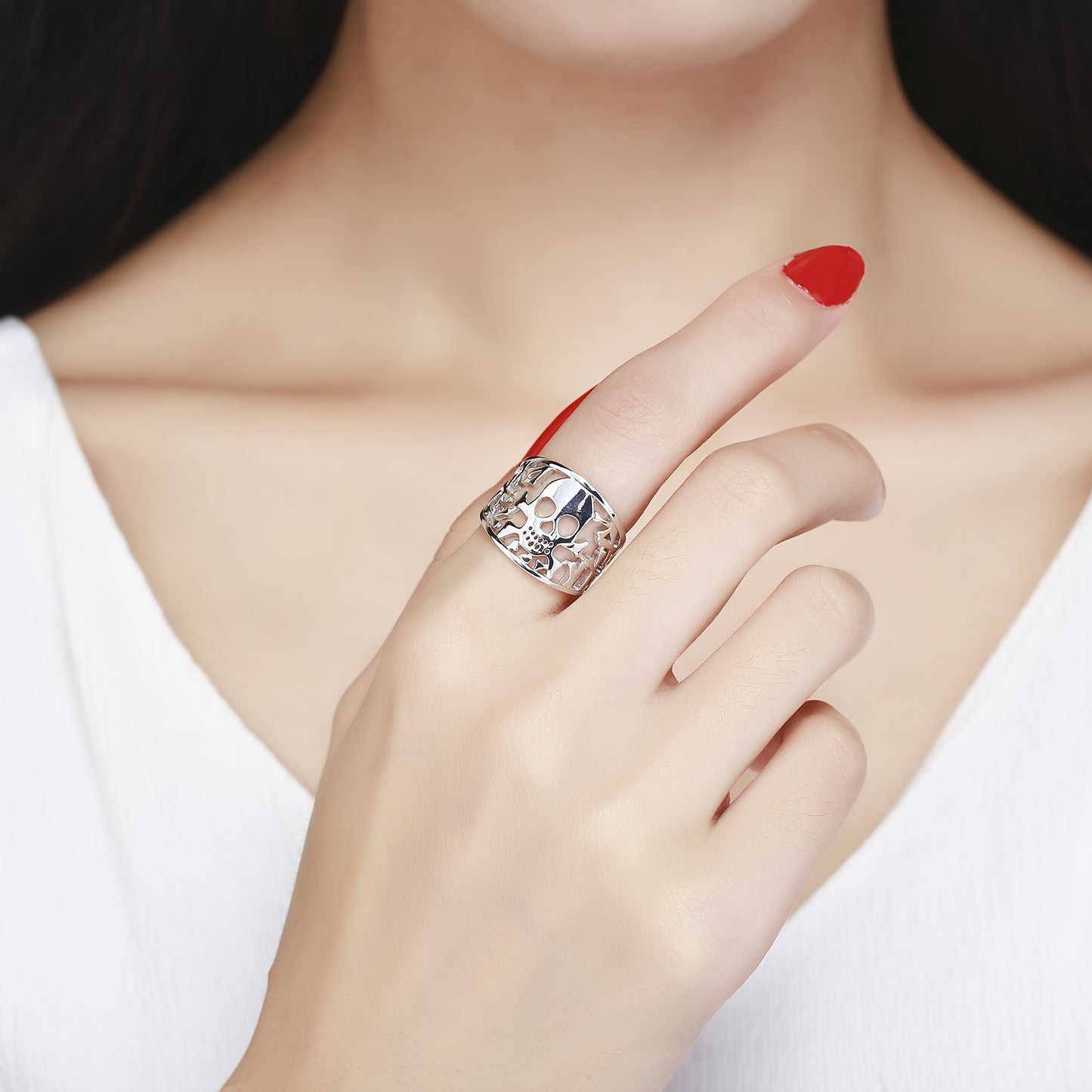 925 Sterling Silver Skull Rings for Women and Men Unisex Boho Jewelry Gift for Mother Father's Day Halloween Christmas Holidays