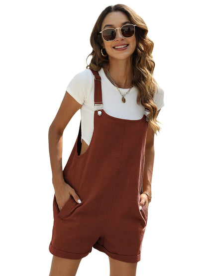 Women's Sleeveless Cotton-Linen Jumpsuit | Comfy Palazzo Style with Pockets | Easy-Care Casual Wear for Spring to Fall