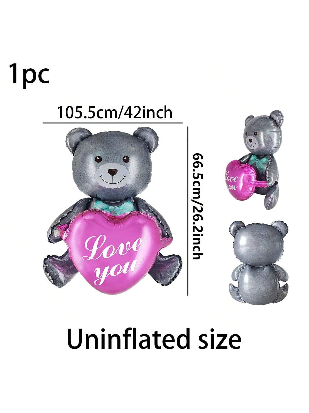 1Pc 27In Pink Cute Teddy Bear Holding Heart Shaped Balloon, Perfect for Valentine'S Day, Wedding and Bridal Showers Decoration, Back to School Valentine Day