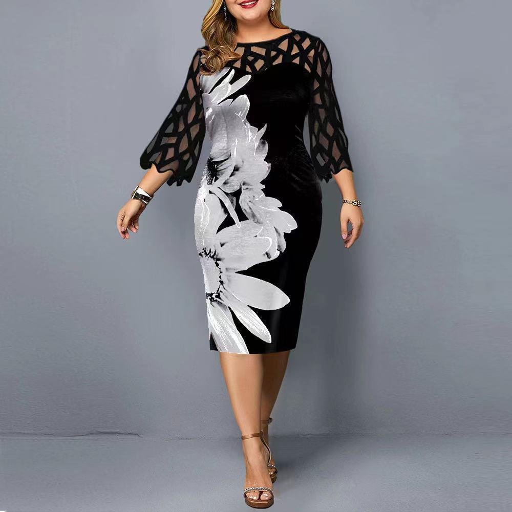 Lace Stitching plus Size Women Dress