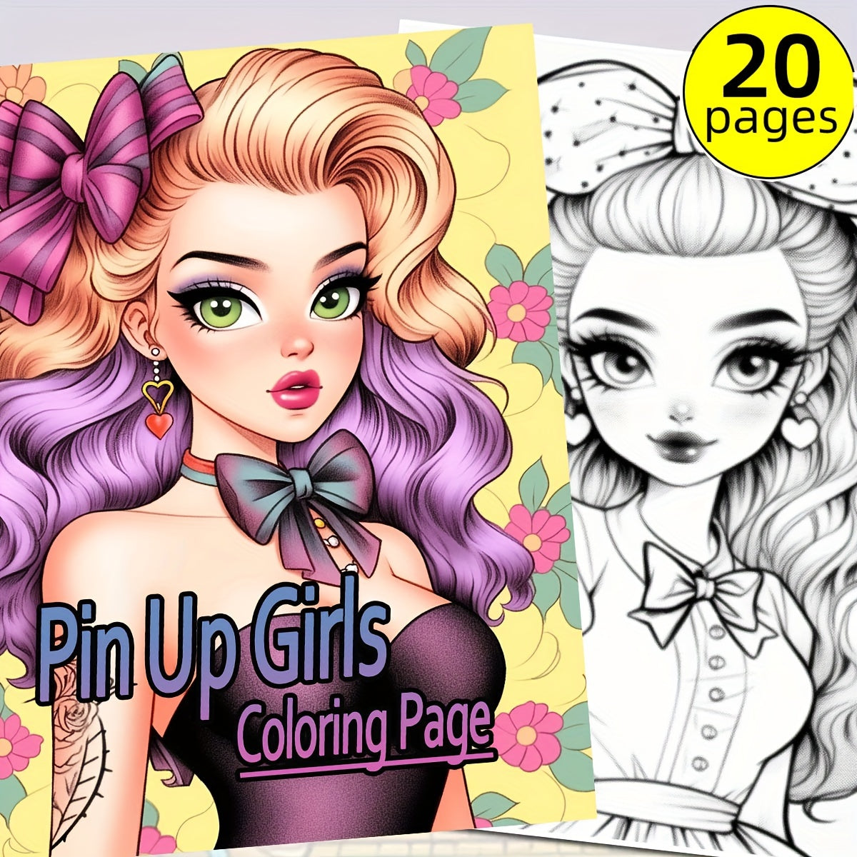 [Premium Coloring Book] 20-Page Premium Pin Up Girl Adult Coloring Book | Ideal for Birthdays, Christmas, Halloween, Thanksgiving Gifts