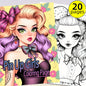 [Premium Coloring Book] 20-Page Premium Pin Up Girl Adult Coloring Book | Ideal for Birthdays, Christmas, Halloween, Thanksgiving Gifts