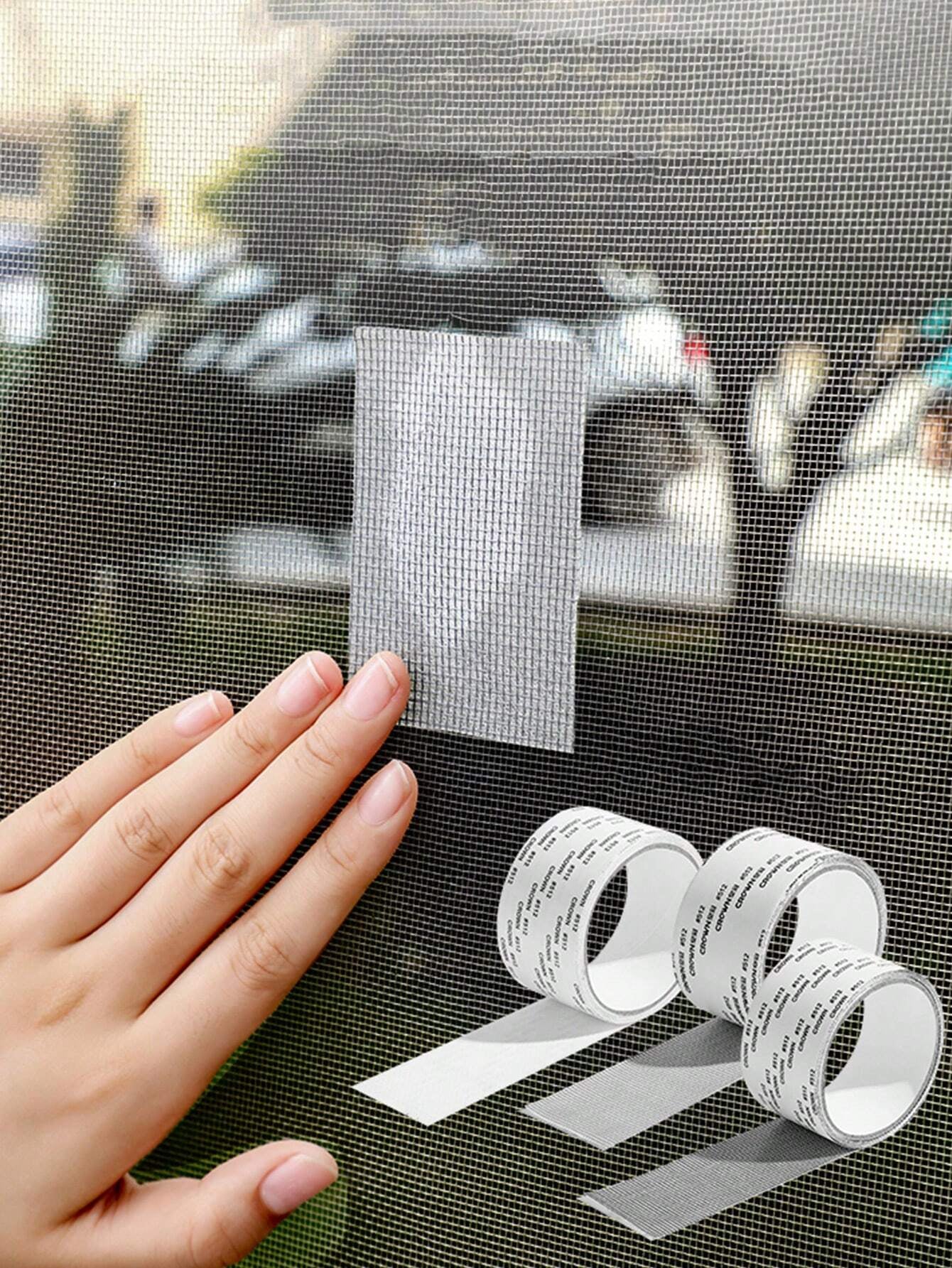 1 Roll Window Screen Repair Tape, Self-Adhesive Mesh Tape for Window Screen Hole Patching, Window Mesh Repair Strips for Dormitory Curtain, Self-Stick Window Screen Repair Tape, Window Screen Repair Patch, Hole Tear Insect/Noise Proof Window Sill Sealing Strip