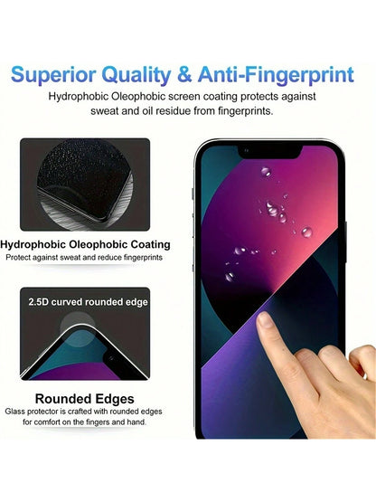 HD Tempered Glass Screen Protector - 2 Pack, 9H Compatibility for iPhone 6 to 16 Series, Including Pro Max Models