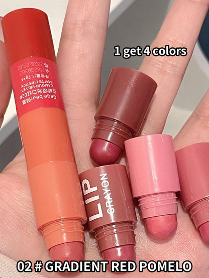 Gege Bear 4-Color Matte Velvet Mist Lipstick,1Pc Waterproof Non-Stick Cup Long-Lasting Wear Lipstick for Women