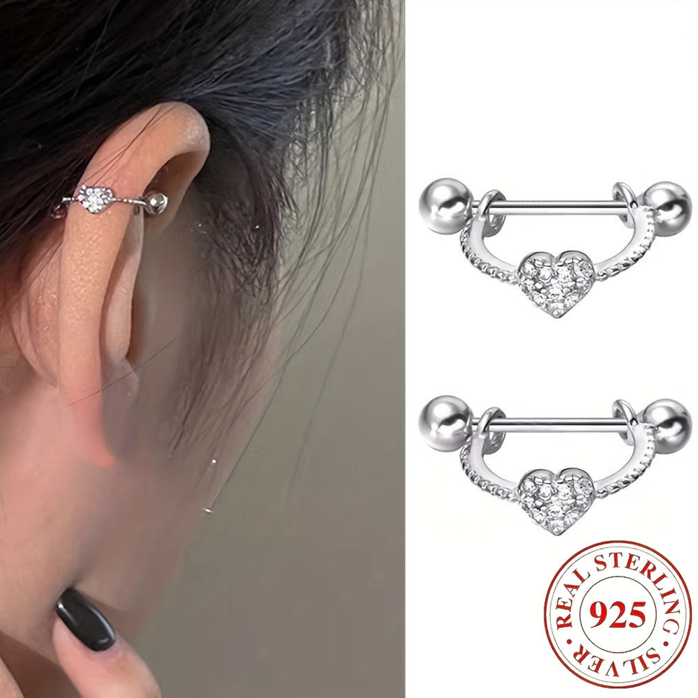 Adorable Heart Earrings: Charming And Alluring Pair of Heart Studs | Made of S925 with Cubic Synthetic Zirconia, Perfect for Valentine'S Day Or Everyday Gifting