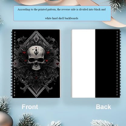 Gothic Skull Spiral Notebook with Red Heart & Ornate Gothic Symbols - Dark Aesthetic Hard Cover Journal, Perforated Pages & Horizontal Ruled Paper for Art, Gothic Diary, Sketchbook - Ideal for, s, Dark Theme Lovers