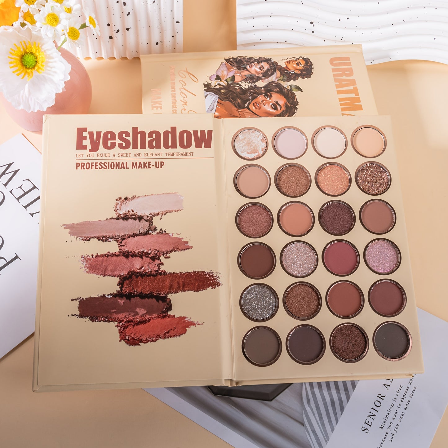 A 43-Color Makeup Palette Designed Like a Book, Featuring Matte Contour And Blush Shades, Shimmering Glitter Highlighter Powder, And Versatile Makeup Options