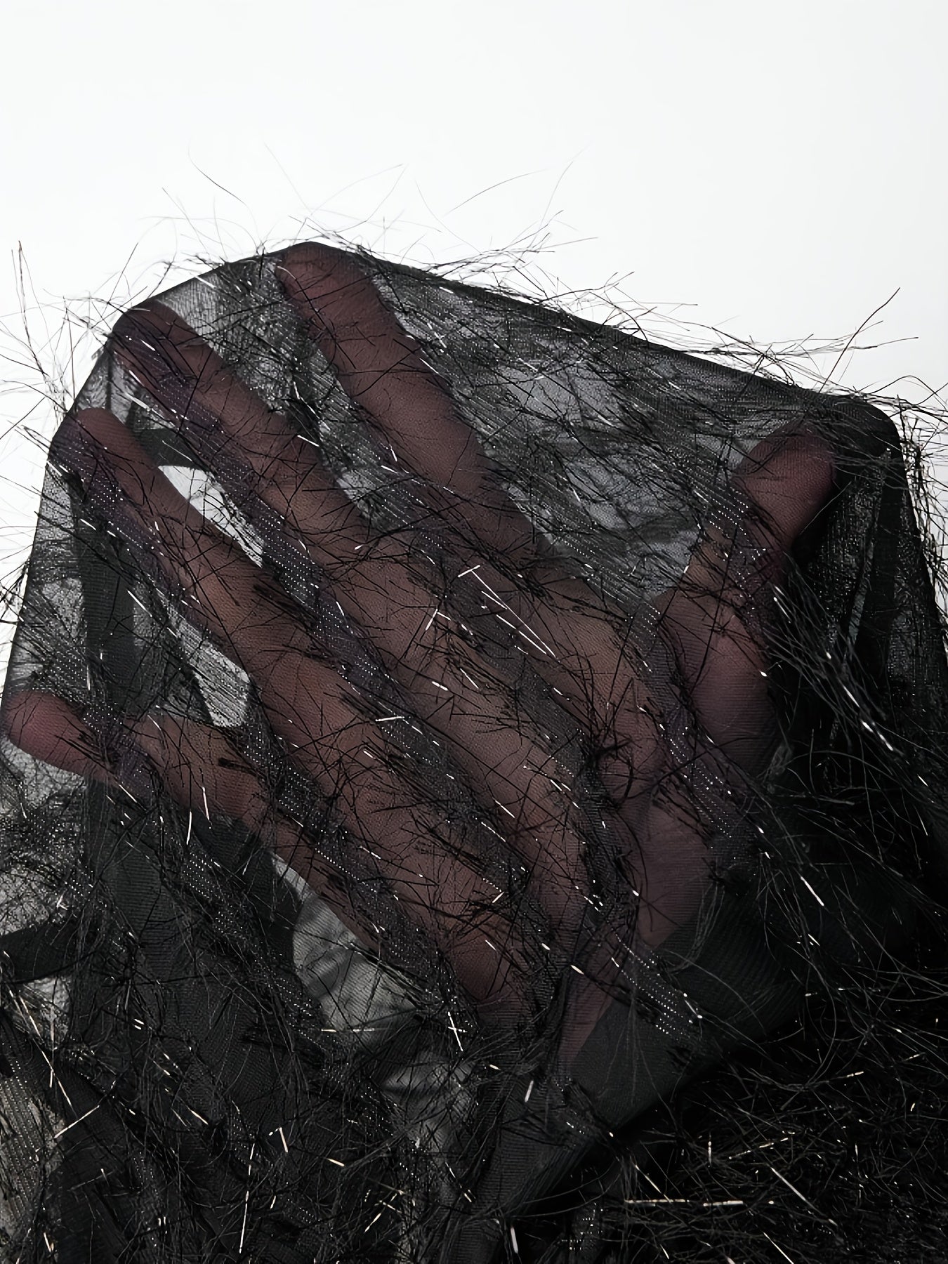 Elegant Plus Size Black V-Neck Blouse with Fringe Detail - Long Sleeve, Semi-Sheer Polyester, Perfect for Spring/Fall Fashion, Semiformal Attire | Sophisticated Style | Polyester Fabric