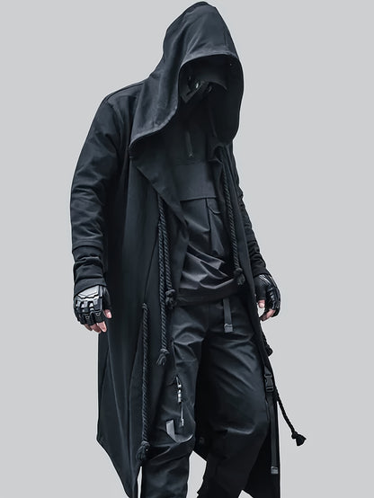Men's Streetwear Poncho Quality Polyester Fabric Skin-friendly Casual Cardigan Coat Casual Trench Coat Rope Decoration Holiday Dress Up Clothing