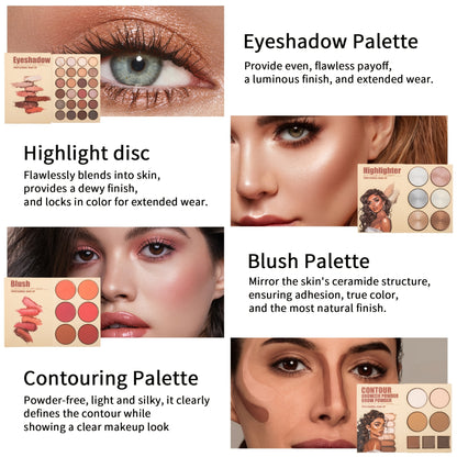 A 43-Color Makeup Palette Designed Like a Book, Featuring Matte Contour And Blush Shades, Shimmering Glitter Highlighter Powder, And Versatile Makeup Options
