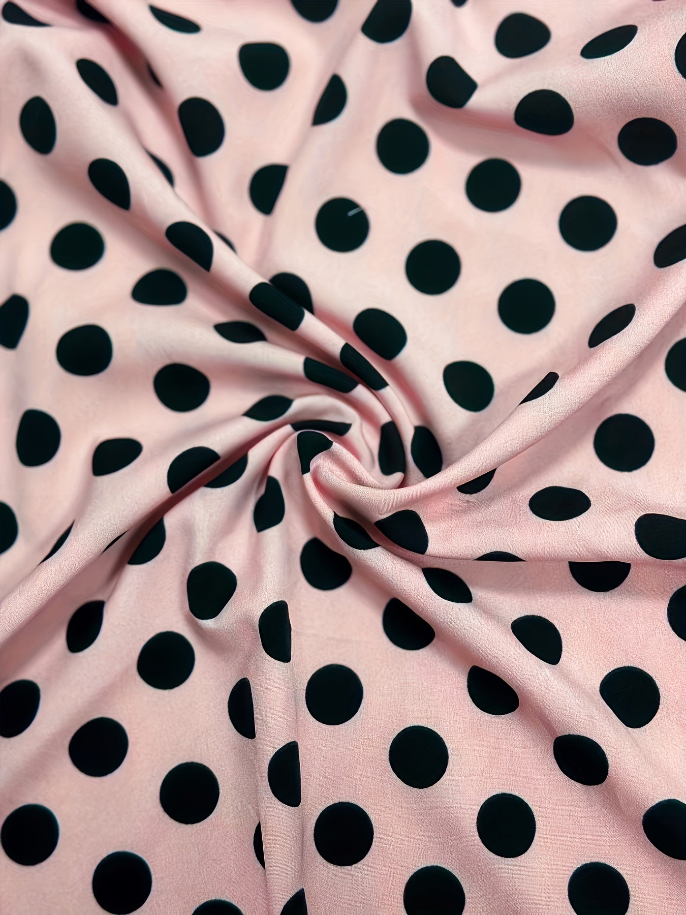 [Elegant Blouse] Lightweight Breathable Plus Size Women's Elegant V-Neck Blouse | Black & White Polka Dot Contrast Sleeve Top, Machine Washable Spring Summer Casual & Formal Shirt