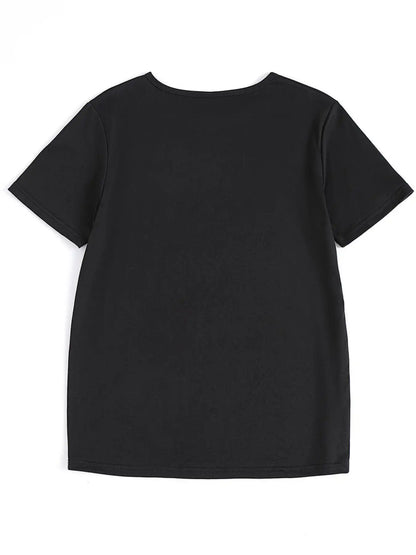 Women's Black "Gatos Before Vatos" Cat & Spanish Phrase T-Shirt - Short Sleeve Round Neck Casual Summer Top with Flower & Cat Pattern, Stretchy Spring Blouse for Spanish Speakers/Cat Lovers