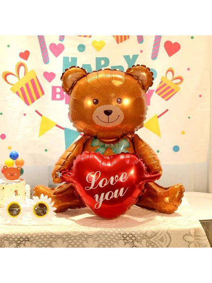 1Pc 27In Pink Cute Teddy Bear Holding Heart Shaped Balloon, Perfect for Valentine'S Day, Wedding and Bridal Showers Decoration, Back to School Valentine Day