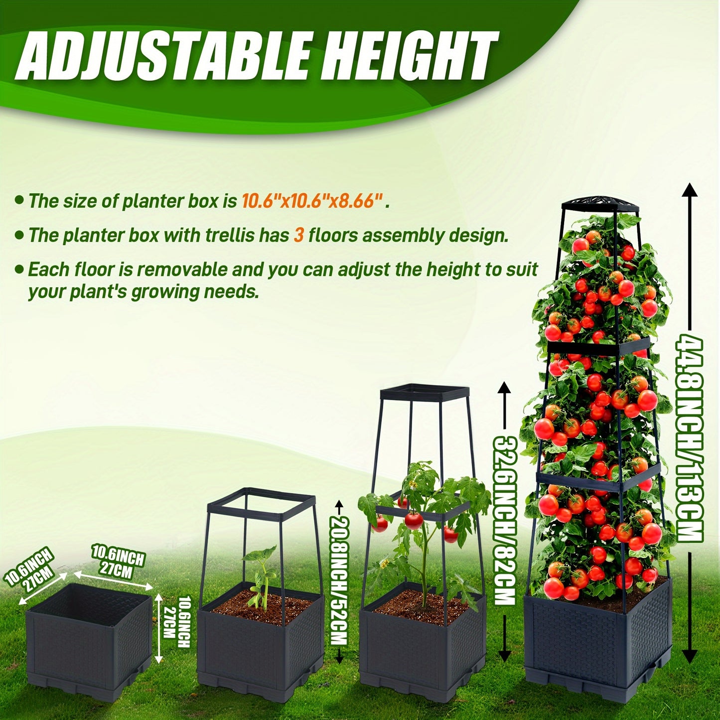 2 Pack 44.8Inch Tomato Planter Box With Trellis Self-Watering Tomato Cage With Trapezoidal Trellis Climbing Plants In Patio Garden Indoor Outdoor