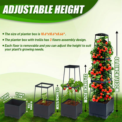 2 Pack 44.8Inch Tomato Planter Box With Trellis Self-Watering Tomato Cage With Trapezoidal Trellis Climbing Plants In Patio Garden Indoor Outdoor