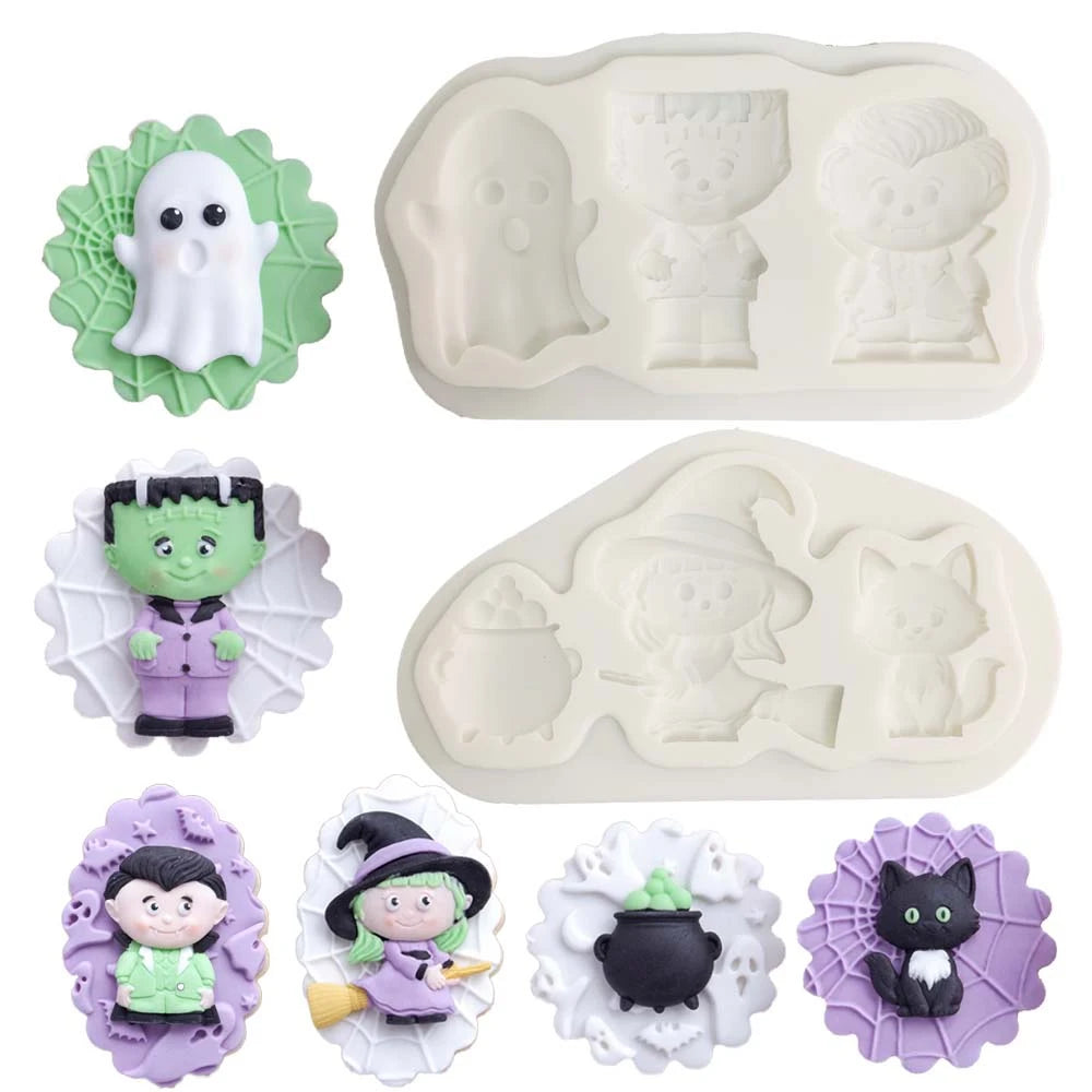 Halloween Witch & Cat Silicone Mold – Fondant, Chocolate & Cake Decorating Tool
