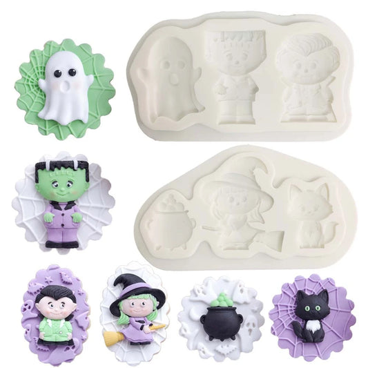 Halloween Witch & Cat Silicone Mold – Fondant, Chocolate & Cake Decorating Tool