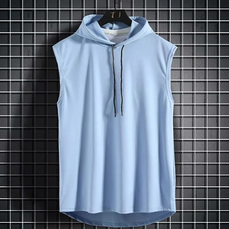 Men's Tank Tops Hooded Vest Sleeveless T shirt