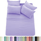 Lux Décor 6pc Solid Sheet Set - Brushed Microfiber Bed Sheets 16 Inches Deep Pockets - Embroidered & Plain Pillowcases
