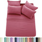 Lux Décor 6pc Solid Sheet Set - Brushed Microfiber Bed Sheets 16 Inches Deep Pockets - Embroidered & Plain Pillowcases