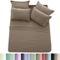 Lux Décor 6pc Solid Sheet Set - Brushed Microfiber Bed Sheets 16 Inches Deep Pockets - Embroidered & Plain Pillowcases