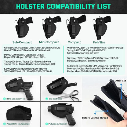 Concealed Carry Gun Holster Tactical Left/Right Hand Pistol IWB OWB Universal