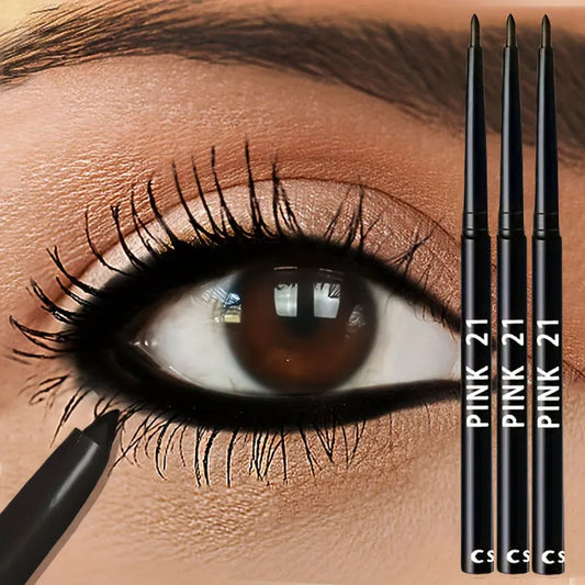 3pcs Waterproof Black Eyeliner Pencils-Smudge-Proof, Long-Lasting