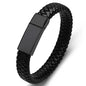 Personalized Black Leather Explorer Bracelet For Men Custom Engraved Name Date Strong Magnetic Clasps Bracelet Father's Day Gift