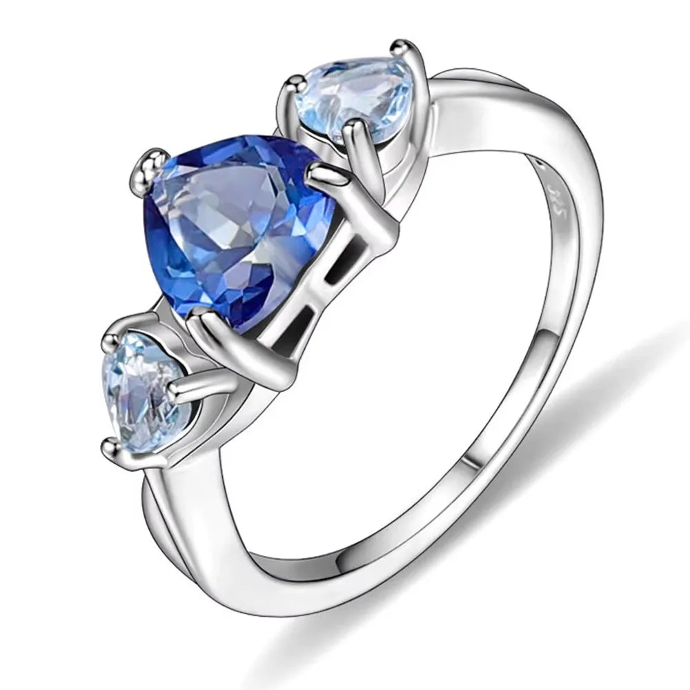 GEM'S BALLET 925 Sterling Silver February Birthstone Ring 1.71Ct Natural Amethyst Heart Rings For Women Valentine's Day Jewelry