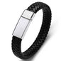 Personalized Black Leather Explorer Bracelet For Men Custom Engraved Name Date Strong Magnetic Clasps Bracelet Father's Day Gift